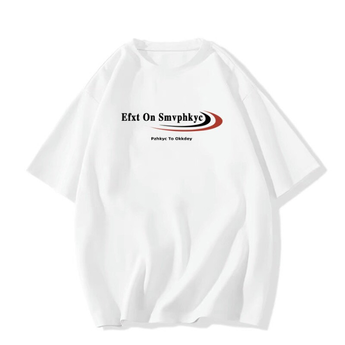 COD [220g Precision Combed Pure Cotton] เสื้อยืดแขนสั้นพิมพ์ลายผู้หญิงหลวม Slimmer ดู All-Match Top 