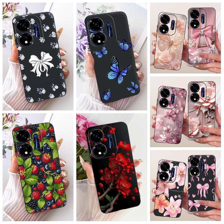 เคสใหม่สําหรับ Itel P55 4G A666L A666LN / P55 5G P661N P665L / Power 55 5G ปลอกดอกไม้ยอดนิยมผีเสื้อซ