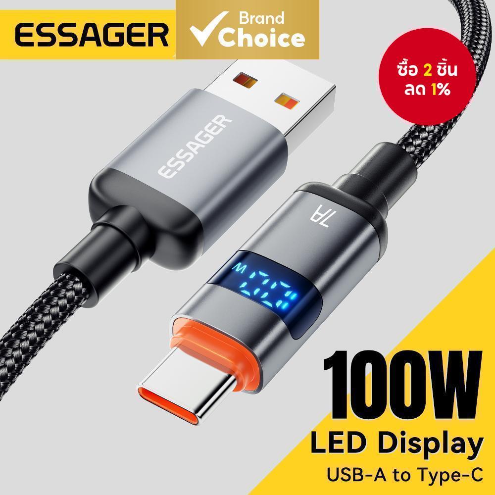 สายเคเบิล Essager 100W Type C เป็น Type C ชาร์จเร็ว 5A PD สาย USB C เป็น USB C สําหรับ Macbook แล็ปท็อป iPad Xiaomi iPhone 15