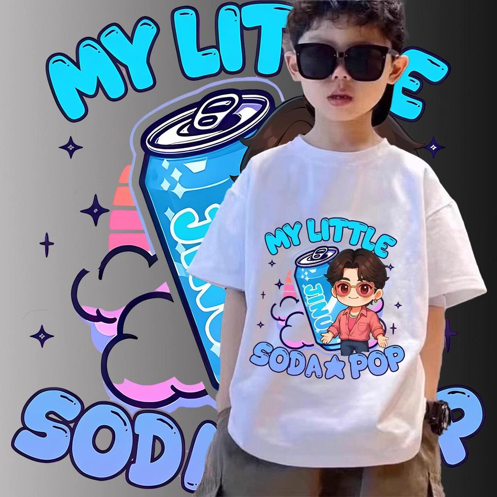เด็ก, SAJA Soda, K-Pop Demon Hunting, 8 สี, Oversize, เสื้อยืดเด็กชาย