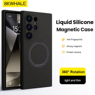 SAMSUNG BKWHALE 360 Magnetic Bracketซิลิโคนเหลวเคสโทรศัพท์สําหรับSamsung Galaxy S26 S25 Ultra S24 Plus S25 + S24 Ultra S25 + S24 + S24 + ปลอกพร้อมที่วาง