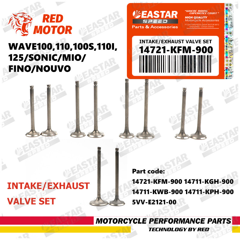 ชุดวาล์วสําหรับ WAVE100/110/100S/110I/125 SONIC MIO FINO NOUVO (INTAKE / EXHAUST)