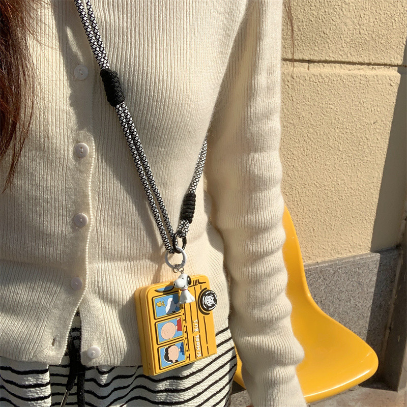 SAMSUNG 3D Snoopy Family Crossbody Lanyardเคสโทรศัพท์สําหรับSamsung Galaxy Z Flip 8 7 FE 6 5 4 3 กรอบพลาสติกแข็งซิลิโคน