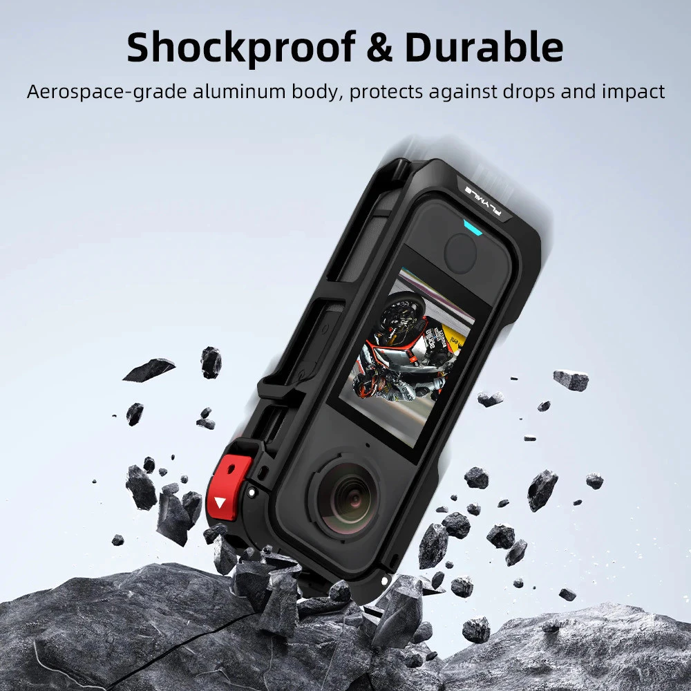 Flymile มัลติฟังก์ชั่กระต่ายกรงกรอบอลูมิเนียมสําหรับ Insta360 X4 Air, ซิลิโคนเลนส์หมวกป้องกัน Anti-drop สําหรับ INSTA360 X4 Air กล้องอุปกรณ์เสริม thumbnail 4