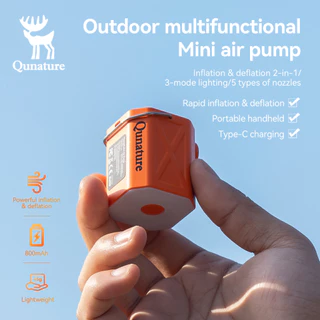 【TH Delivery】Qunature ปั๊มลมไฟฟ้า 3-in-1 แบบพกพา ชาร์จ Type-C เป่าลม/ดูดลม พร้อมไฟแคมป์ปิ้ง เหมาะสำหรับที่นอนลมและถุงสูญญากาศ