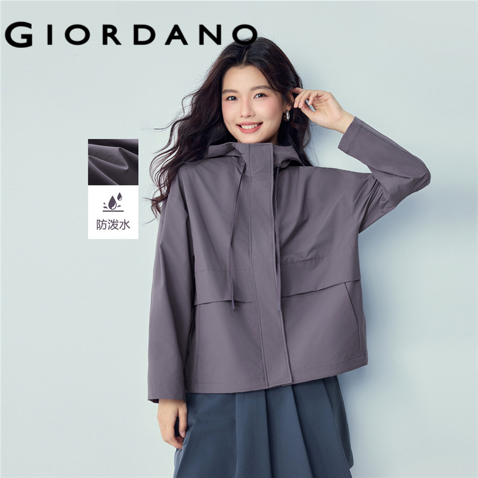 GIORDANO WOMEN Drop shoulder loose hooded windbreaker 05376082