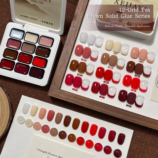 XEIJAYI - ยาทาเล็บเจลสีน้ำตาลและแดงเข้มข้น ชุด 12 สี เหมาะสำหรับใช้ในชีวิตประจำวัน