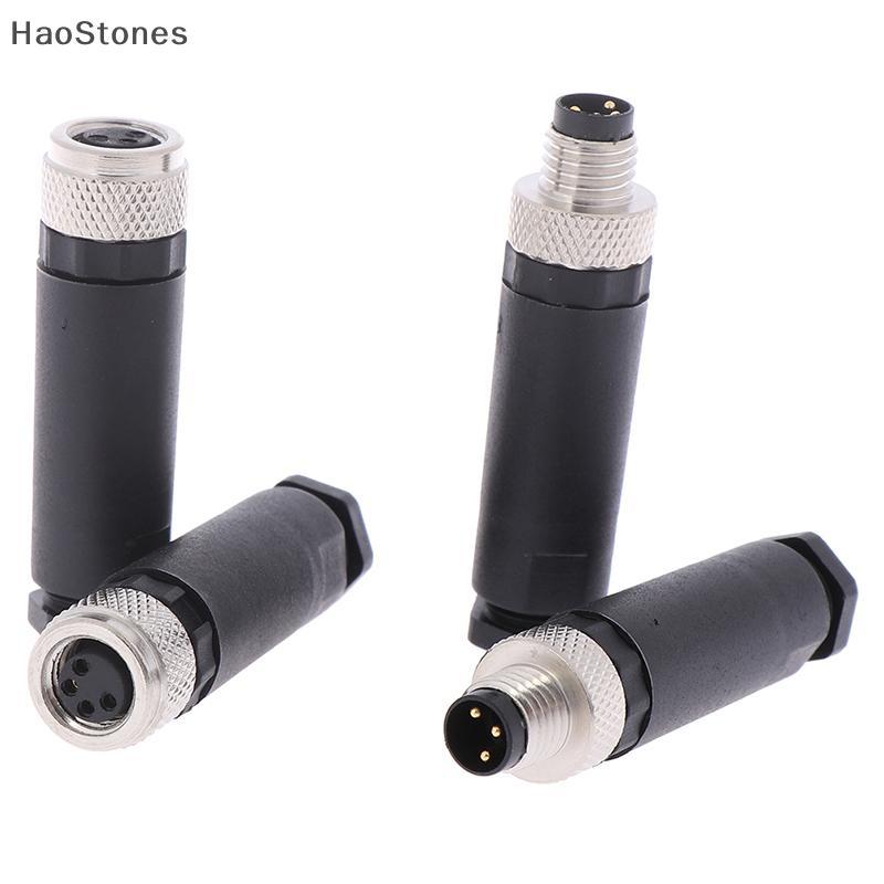 HaoStones 1 PC M8 Sensor Connector 3/4 Pin ปลั๊กมุมตรงชาย/หญิง TH