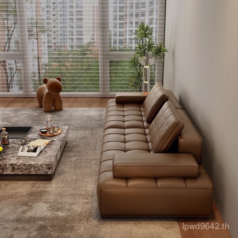 หนัง Living แถวโซฟาโซฟาโซฟาสไตล์ Lawrence Art Villa Italian อพาร์ทเมนต์ขนาดเล็กขนาดใหญ่ตรง Minimalis