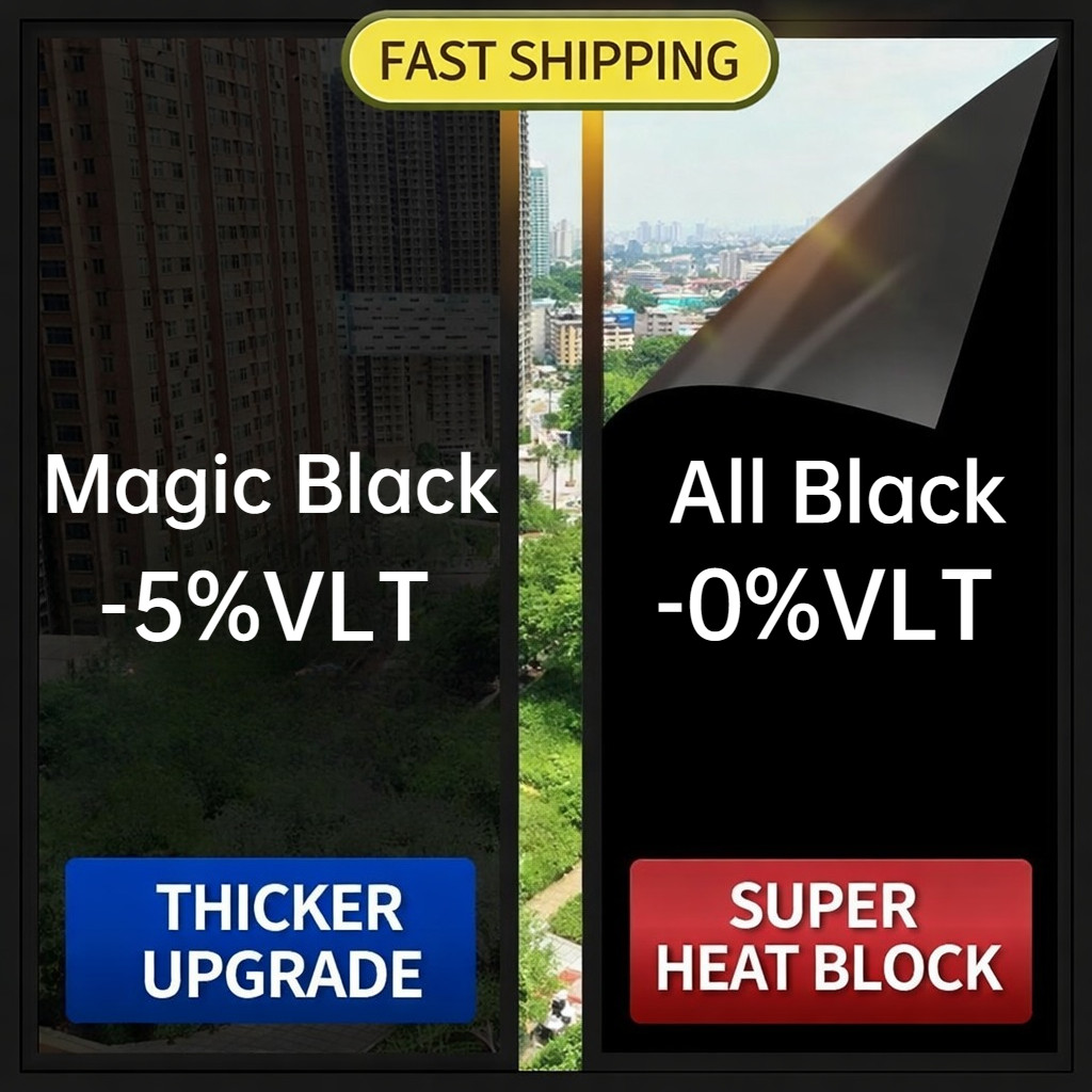 Blackout Window Film ความเป็นส่วนตัว,Blackout Film100% Total Light Blocking self กาว Blackout สติกเกอร์,ฟิล์มหน้าต่างสีดํา Frosted สําหรับกระจกหน้าต่างและประตู