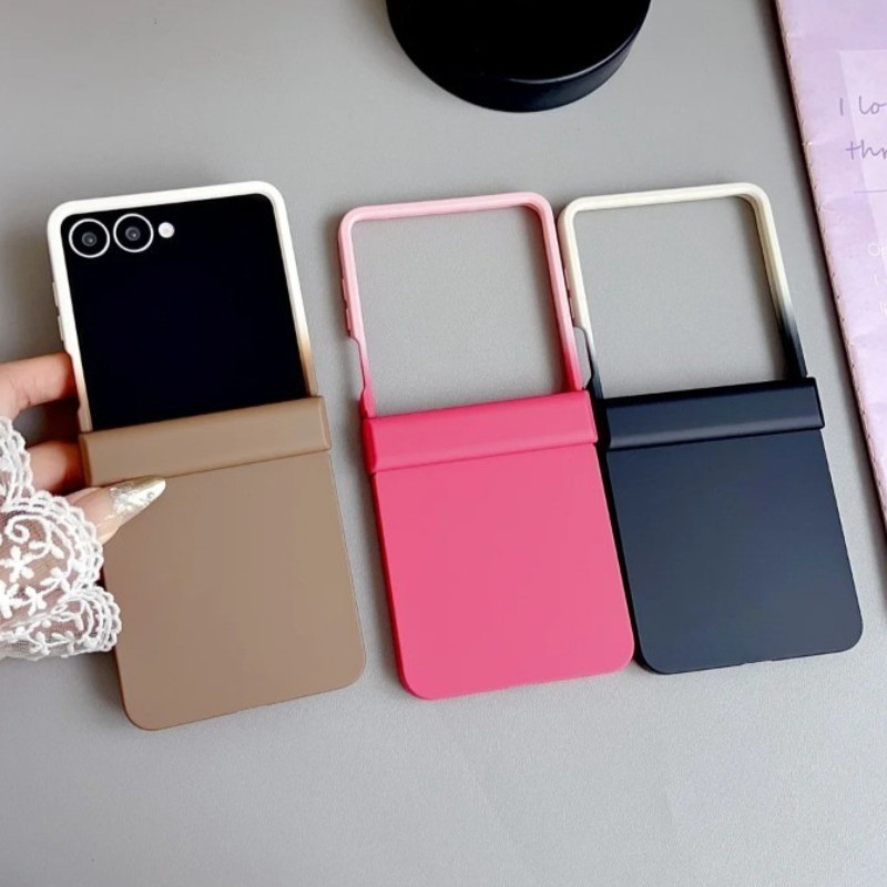 บานพับเต็ม Frosted Bright Candy สีสําหรับ Samsung Galaxy Z Flip 7 FE Z Flip 6 Z Flip 5 Z Flip 4 Z Flip 3 สีสันกันกระแทก Matte Skin Hard PC Cover