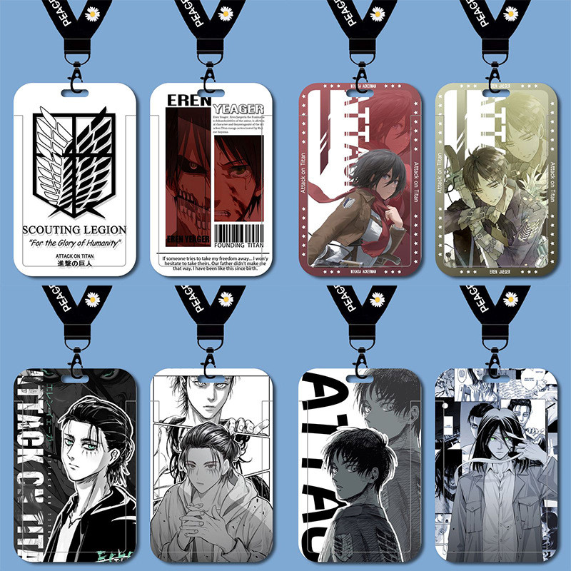 Attack on Titan Eren Levi Card Holder พร้อมเชือกเส้นเล็ก สําหรับบัตรนักเรียน บัตรรถบัส บัตรพนักงาน