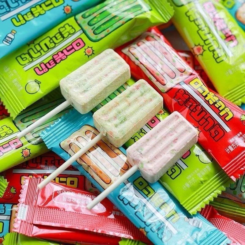 พร้อมส่ง อมยิ้ม นมอัดแท่ง เป๊าะแป๊ะ มี 3 รสนม สตรอว์เบอร์รี่ แคนตาลูป อร่อย เคี้ยวเพลิน หอม ผลไม้ เปรี้ยวหวาน