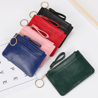 กระเป๋าสตางค์สั้นบางเฉียบหลายซิปหลายช่องหนังนุ่มกระเป๋าหนังน…