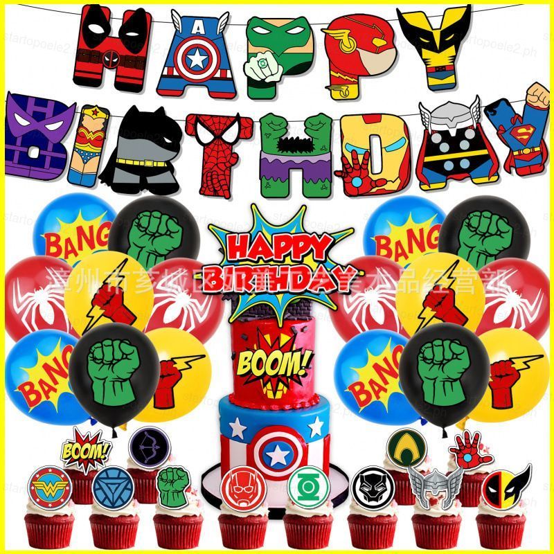 ST2 Avengers doomsday ธีมเด็กวันเกิดตกแต่งแบนเนอร์เค้ก topper ลูกโป่งชุดอุปกรณ์ TS2