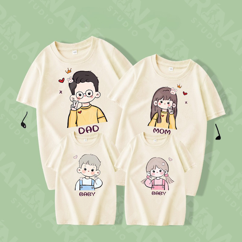 🔥พร้อมส่ง&COD🔥RINA STUDIO เสื้อผ้าพ่อแม่ลูก ชุดครอบครัวแขนสั้นฤดูร้อนผ้าฝ้าย 100%#6113