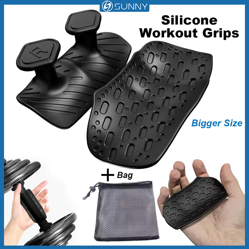 SunnyFit Pull Up Grips สายรัดข้อมือสำหรับยกน้ำหนัก ไม่มีปลายนิ้ว ป้องกันการเลื่อน เหมาะสำหรับการออกกำลังกายในฟิตเนส