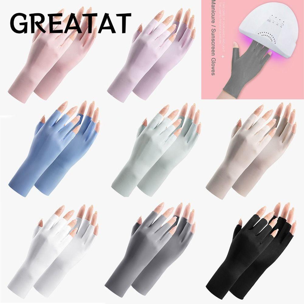 ถุงมือกันแดด LED สําหรับทําเล็บ ป้องกันรังสี UV ป้องกันมือคล้ํา ถนอมผิวนิ้วมือ ใส่สบาย ยางยืด