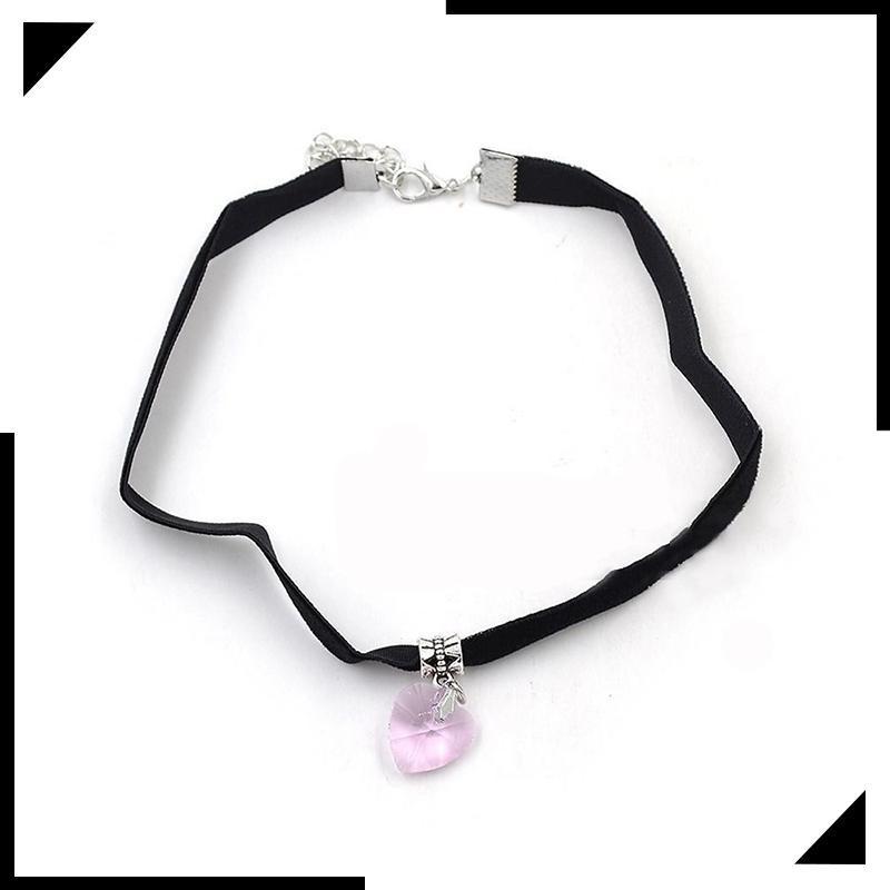 【 Ady】1x ใหม่สร้อยคอคริสตัลรูปหัวใจผ้ากำมะหยี่แนวกอทิกทำด้วยมือจี้เรโทร80 90วินาที