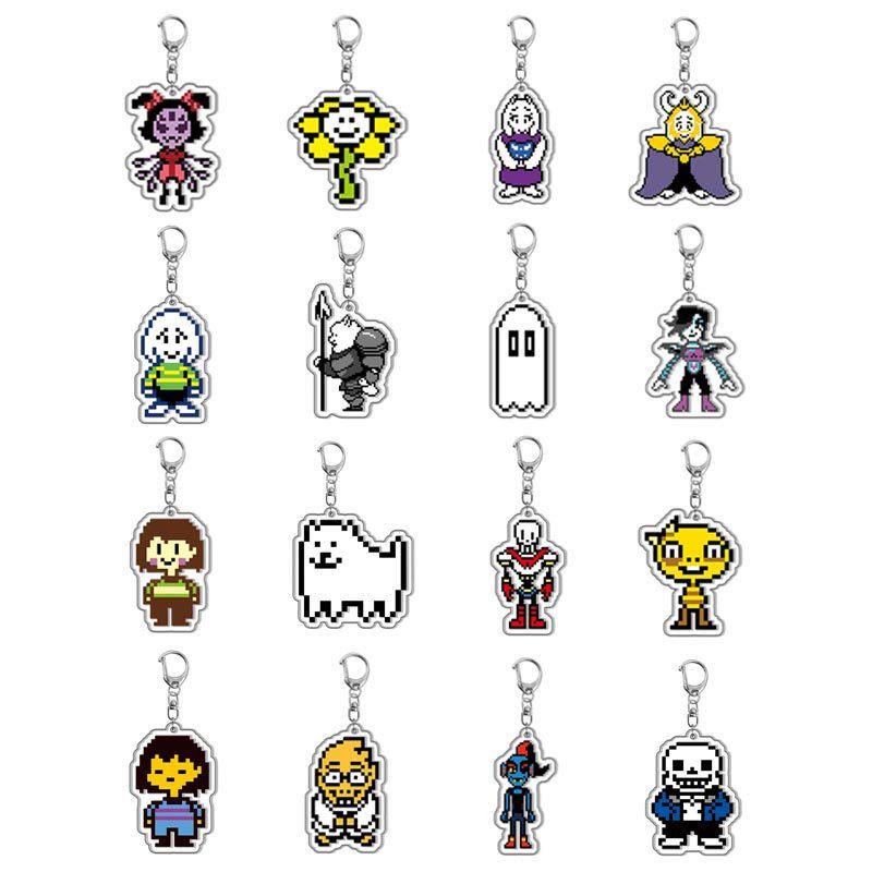 เกม Undertale Pixel พวงกุญแจคอสเพลย์ Sans Flowey Papyrus Asriel จี้พวงกุญแจรถ