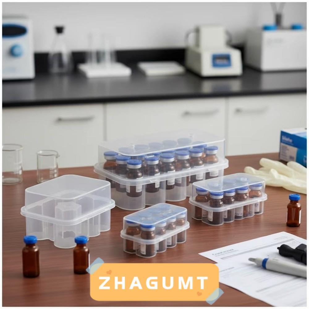 ZHAGUMT Microtube กล่องเก็บ, Stackable Vial Storage , 3/5/7/10mL พลาสติก 2/10/24-สล็อตตู้แช่แข็งหลอดกล่องตู้เย็น Organizer