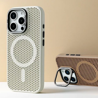 17promax 17pro 17Air 17 CasinCellular cooling/พร้อมวงเล็บโลหะ/Matte อะคริลิค hard Case/สีขาวเข้ากันได้กับ iphone 11 12 13 14 15 16 pro max กรณี