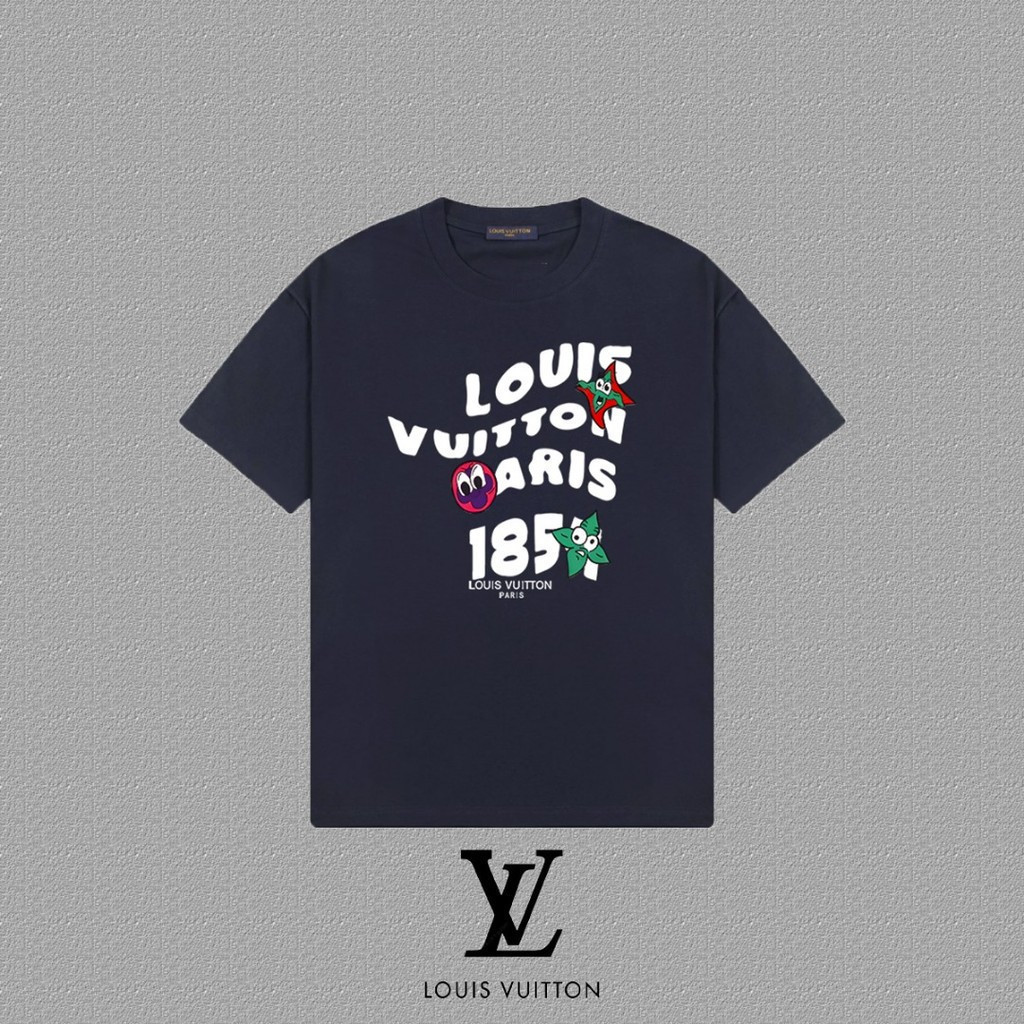 LOUIS VUITTON/LV/2026ต้นฤดูใบไม้ผลิสไตล์ใหม่เสื้อยืดแขนสั้นผู้ชายผู้หญิงคู่สไตล์Bottomingเสื้อด้านบน