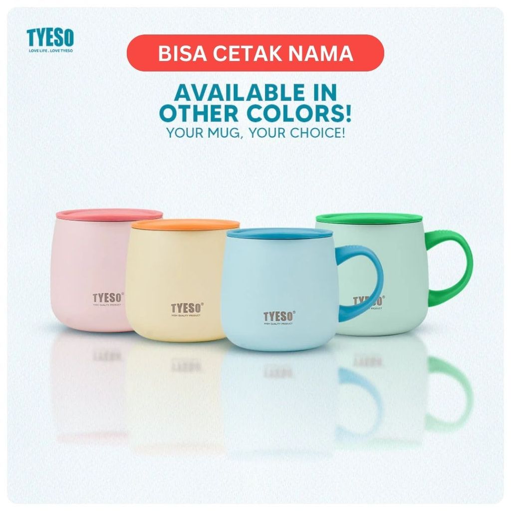 TYESO ถ้วยเคลือบเซรามิกมินิสแตนเลส SUS 304 355ml แก้วสีพาสเทล