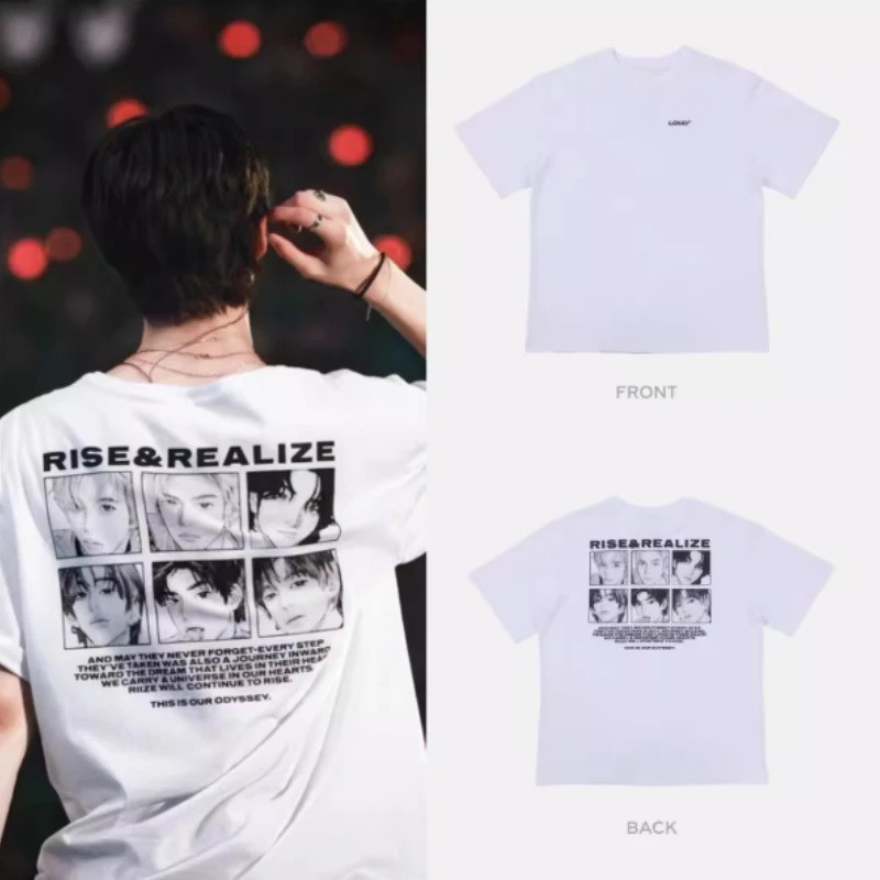แฟชั่นเสื้อยืด Kpop RIIZE RIIZING LOUD เสื้อยืดแขนสั้นผ้าฝ้ายสำหรับผู้หญิง เสื้อยืดกราฟิกนักร้องเกาห