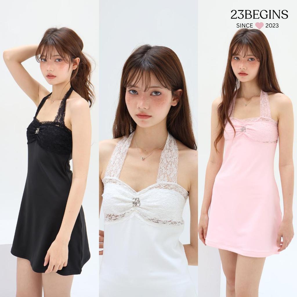 Rosalie Dress เดรสลูกไม้ เดรสสั้น โบว์หลัง (0024)