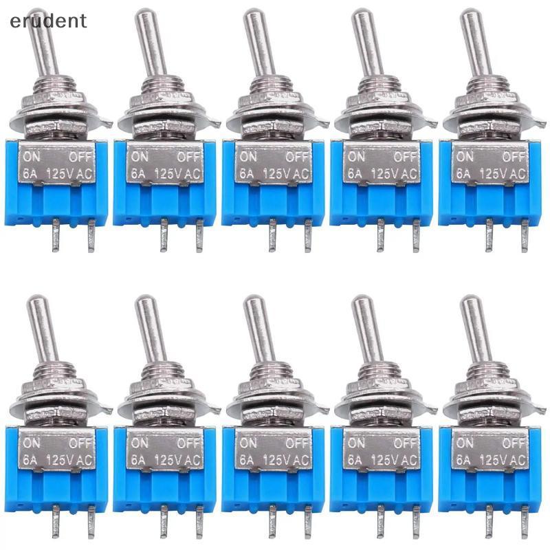 Erudent 10pcs DPDT Mini Toggle Switch 2pin 2 ตําแหน่งเปิด/ปิด Miniature Toggle Switch 6A 125V Toggle