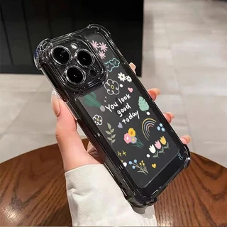 เคสกันกระแทกคู่ ดีไซน์น่ารัก เข้ากันได้กับ iPhone 15, 14, 13, 12, 11Pro Max ทำจากซิลิโคน TPU อ่อน, โปร่งใส, พร้อมดอกไม้