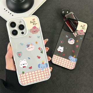 เคสโทรศัพท์ สำหรับ iPhone 11 13 16 ProMax 17 Case iPhone 13 14 15 ProMax 12 13 ProMaxสติกเกอร์สัตว์เล็กๆสไตล์หวาน อะคริล