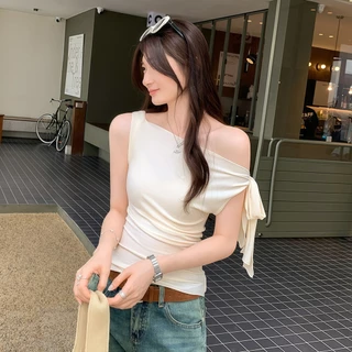 L.A Shop★เสื้อคุณภาพดี เสื้อแขนสั้น เสื้อปาดไหล่ ทรงรัดพอดี สไตล์เกาหลี ผ้าใส่สบาย FY5179-0.
