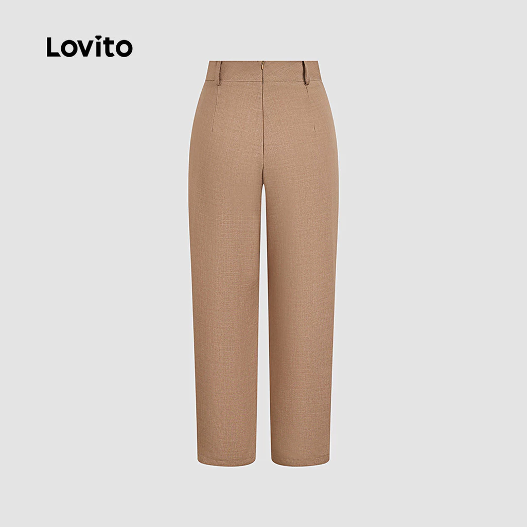 Lovito กางเกงสแล็คผู้หญิง สีคากี รุ่น L172ED805 thumbnail 6