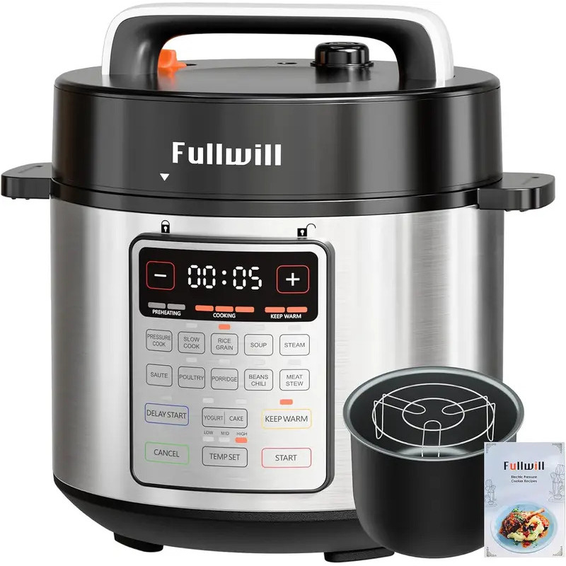 หม้อความดันไฟฟ้า 9-in-1, 12 Presets Multi Cooker, 6 Quart Nonstick Pot (อัพเกรด 2025)