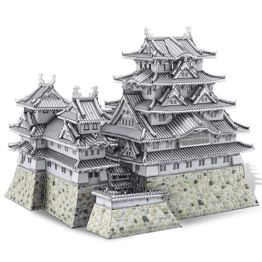 Piececool 3D Metal Puzzle Himeji Castle — Famous Architecture Model, Metallic Nano Puzzle, 3D Metal 
