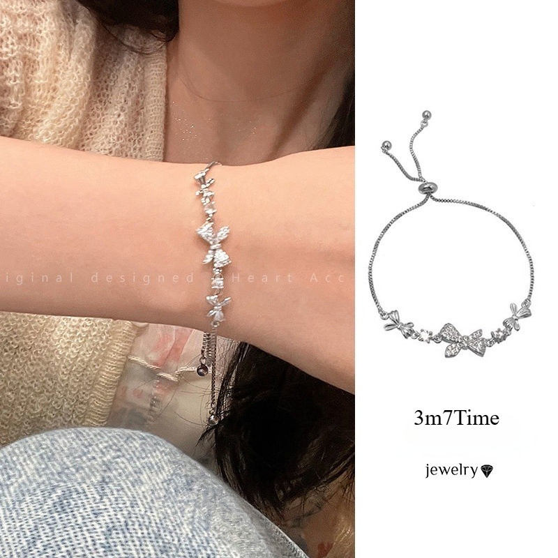 3m7 จัดส่งภายใน 24 ชั่วโมง สร้อยข้อมือ จี้เพทาย เงินแท้ง | สไตล์เกาหลี หรูหรา ดูดี | ข้อมือผู้หญิง ของขวัญวันเกิด