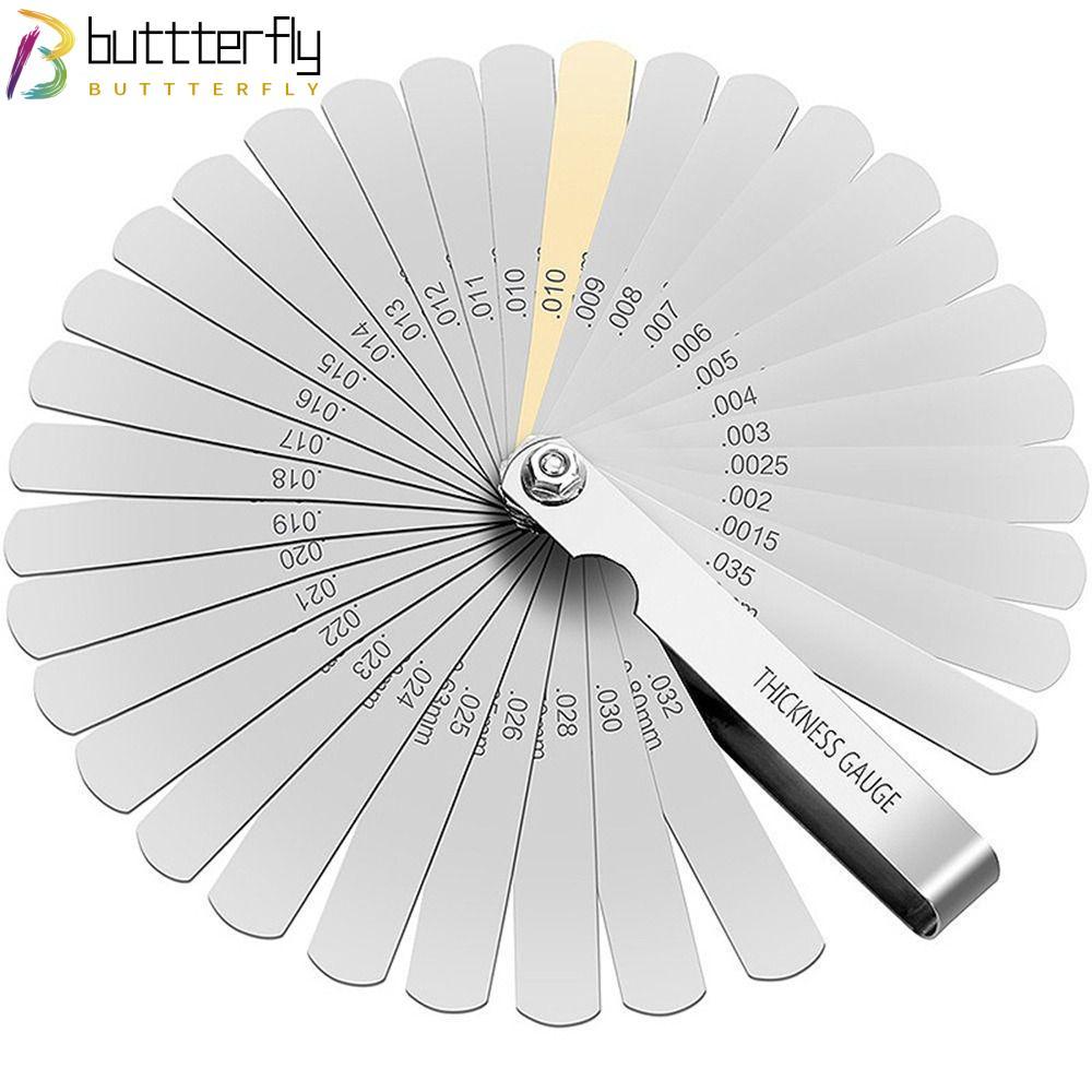 BUTTTERFLY 32 Blades Feeler Gauge, 0.04 ~ 0.88 mm (0.0015 ~ 0.035 นิ้ว) เครื่องมือวัดช่องว่างเครื่อง