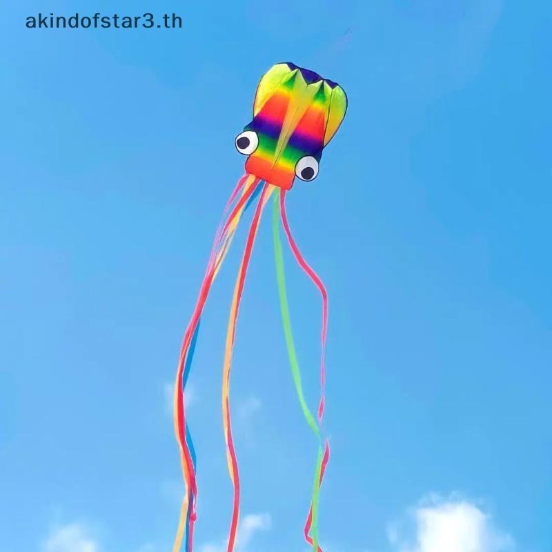 # akindd # 1 ชุดว่าวอ่อนยักษ์สําหรับผู้ใหญ่ของเล่นกลางแจ้งสีรุ้ง 3D Octopus Soft Kite 4m Giant Kite พร้อมสายยาง 100 ม.