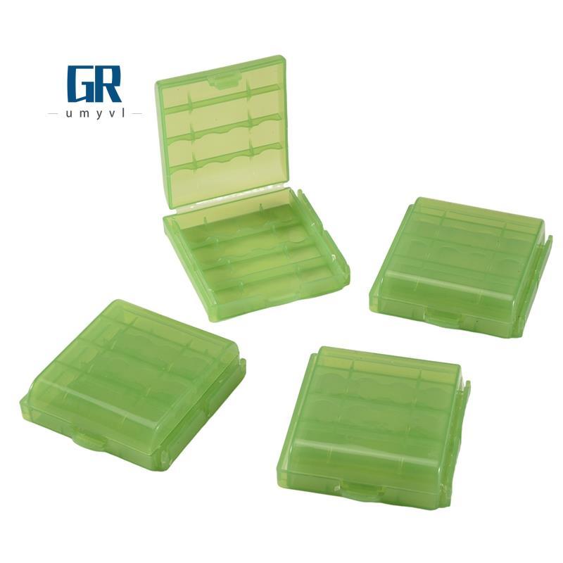 แพ็ค 4 ชิ้น AA / AAA Battery Storage Hard Case Box-Green