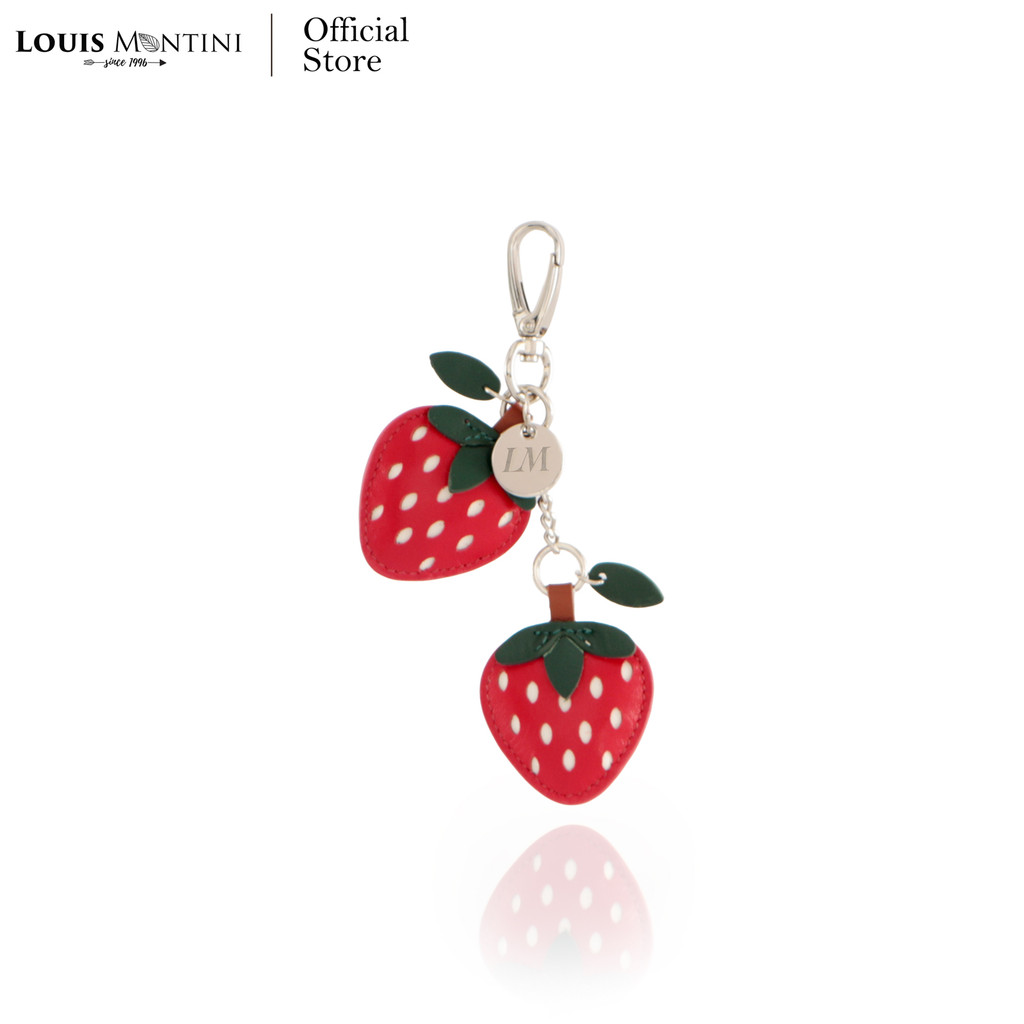 Louis Montini (charms) พวงกุญแจหนังแท้ รูปสตอเบอรรี่ KR61