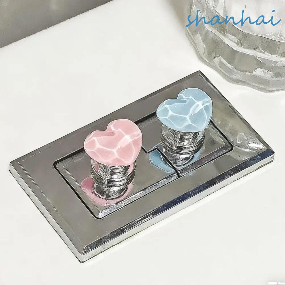 ปุ่มกดชักโครก SHANHAI, สไตล์น่ารักรูปหัวใจห้องน้ํา Flusher, Presser การออกแบบสร้างสรรค์ Self-Adhesive Nail Protector ปุ่มถังห้องน้ําอุปกรณ์เสริม