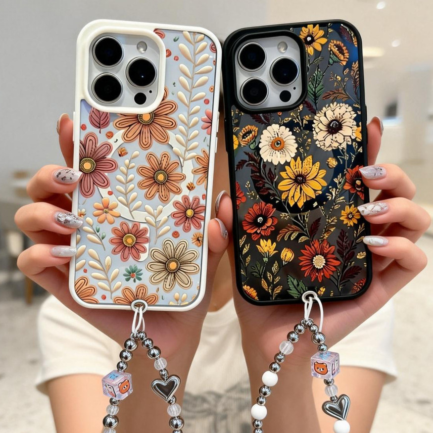 Novel -แบบลายดอกทานตะวัน พร้อมสายคล้อง เคส iPhone 17PROMAX เคสไอโฟน 13PRO 16PRO 15 14PLUS 12 11-CHXMSCX6
