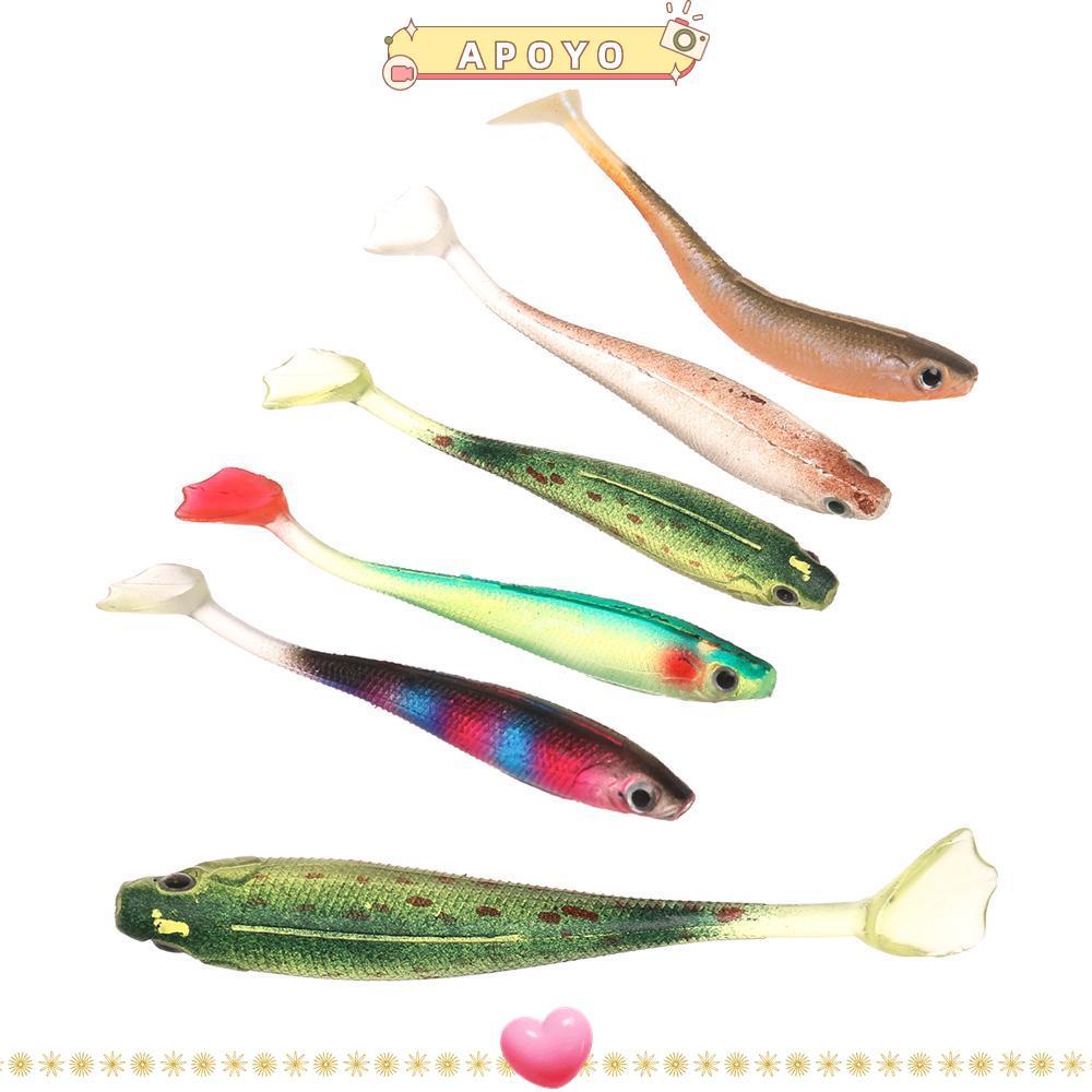 APOYO เหยื่อน้ำแบบ swim bait หาง T ขนาด 9 ซม., น้ำหนัก 5 กรัม คุณภาพดี แพ็คละ 5 ชิ้น
