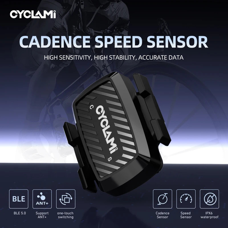 CYCLAMI เซนเซอร์วัดความเร็วและแคดเดนซ์คู่จักรยาน ANT+ BLE 5.0 อุปกรณ์เสริมจักรยาน สำหรับ Garmin, Bry