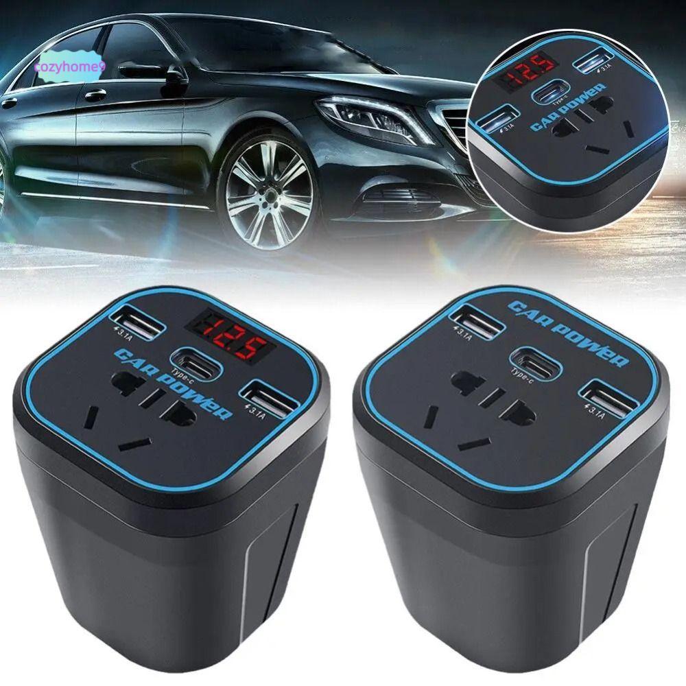 COZYHOME9 เครื่องแปลงไฟรถยนต์, Type-C 12V24V รถติดตั้งอินเวอร์เตอร์, ใช้งานได้จริง Fast Charger Univ