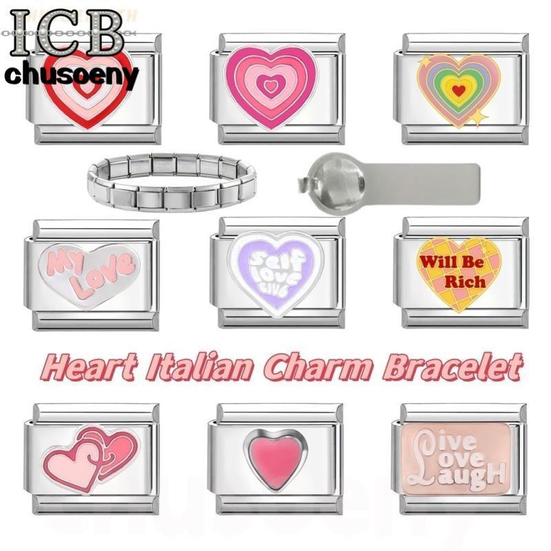 ยอดนิยม Love Heart Unicorn Elephant เพื่อนที่ดีที่สุดดอกไม้อิตาเลี่ยน Charm Links Fit 9 มม.สร้อยข้อมือสแตนเลสทําเครื่องประดับอิตาเลี่ยน Charm Links สําหรับสร้อยข้อมือวันวาเลนไทน์