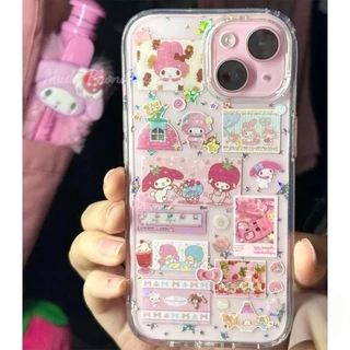 เคสไอโฟน 17 11 การ์ตูนโบว์โบว์สีชมพูคิตตี้กระต่ายแมว สำหรับ IPhone 13 14 15 11 16 12 Pro Max 15 16 12 11 Pro 16 15 Plus