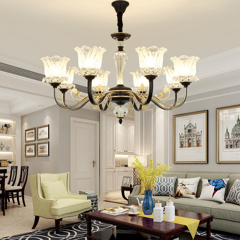 American-style country hall chandelier, living room chandelier, simple retro bedroom lamp, iron art 